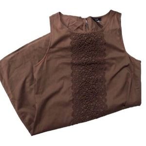 J. Crew Brown Sleeveless Dress Lace Detailing